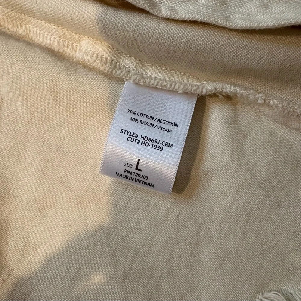HIDDEN JEANS Rebel Fray Hem Denim Trucker Jacket in Cream, Sz L - Picture 16 of 16